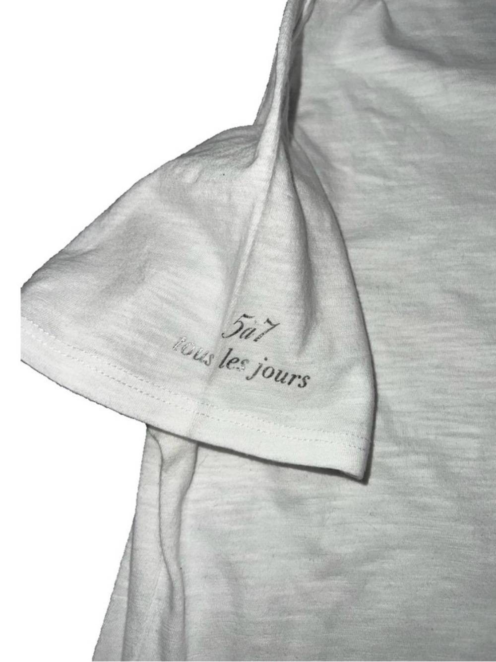 NWOT Cinq à Sept White Short Sleeve MERCI Silver Metallic Foil Graphic Tee Shirt - Picture 6 of 7